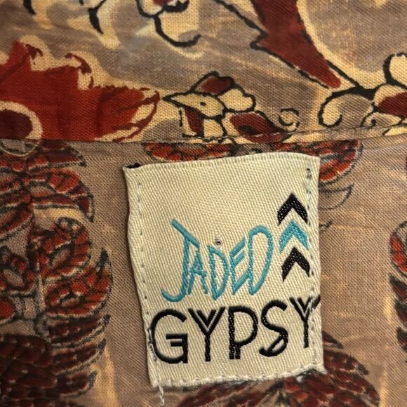 Jaded Gypsy Printed Cotton Tunic Dress One Size Hi-Low V-neck - Picture 6 of 7